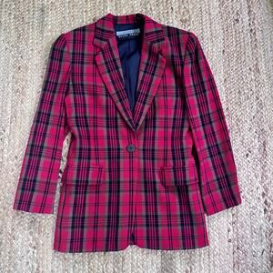 Ellen Tracy red plaid blazer